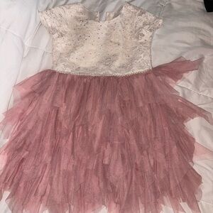Elegant Pink and Cream Kids Dress